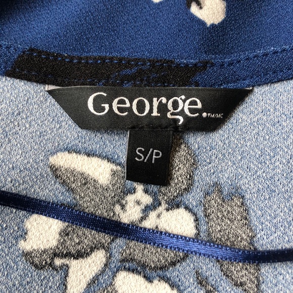 Blue Floral Dress - Faux Wrap - Picture 7 of 8